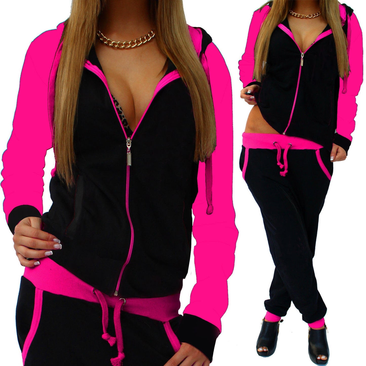Womens Tracksuit Zip Up Hoodie Sweatsuits 2 Pieces Jogger Sets Fit Club Women's Casual Knitted Sweatsuit,