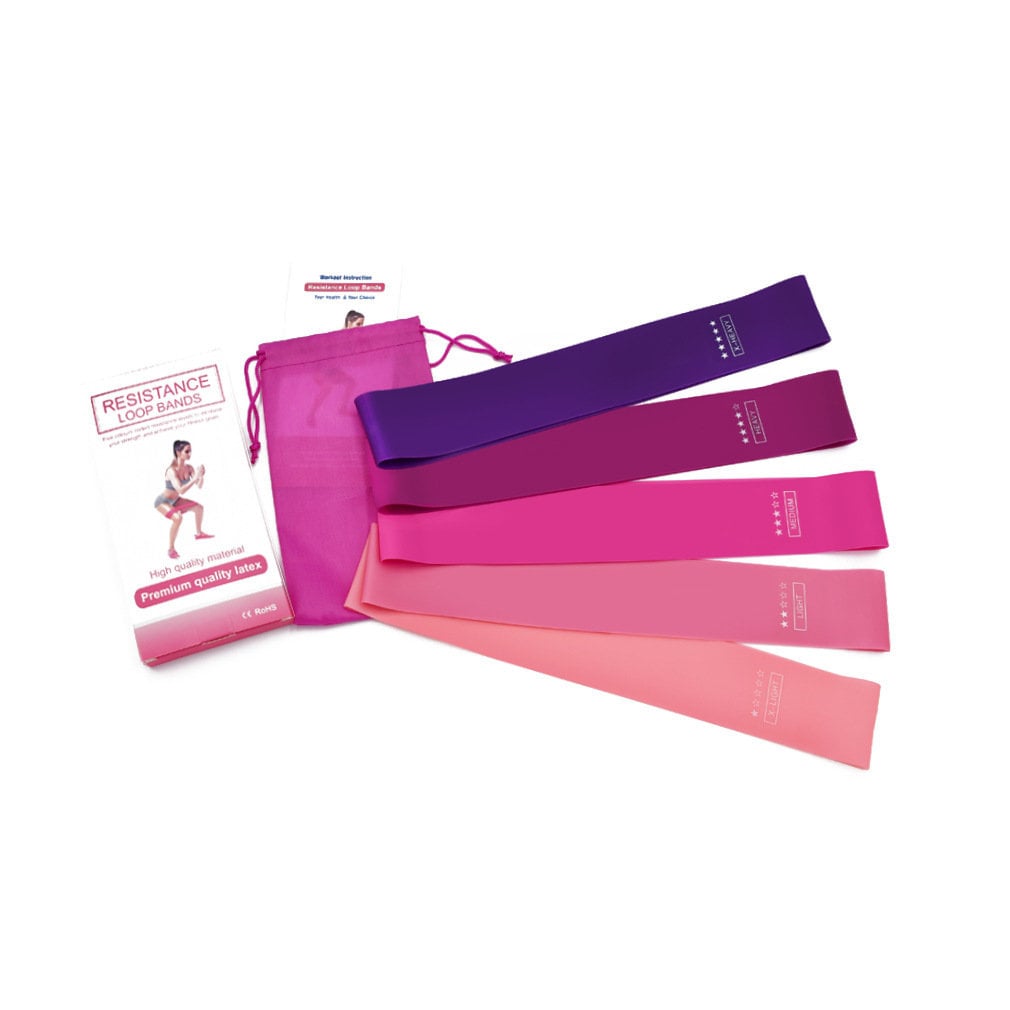 Resistance Band, Fitness Resistance Band, Set of 5 with Carry Bag, Resistance Loop Exercise Bands, with Instruction Guide