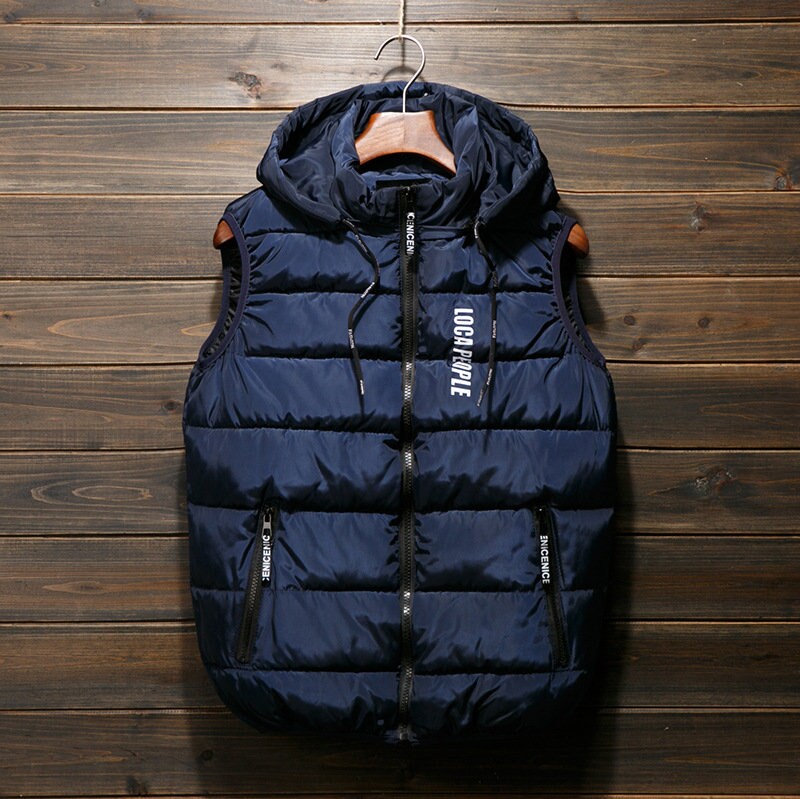Men's Thicken Winter Vest Water-Resistant Puffer Jacket Thicken Vest with Hood
