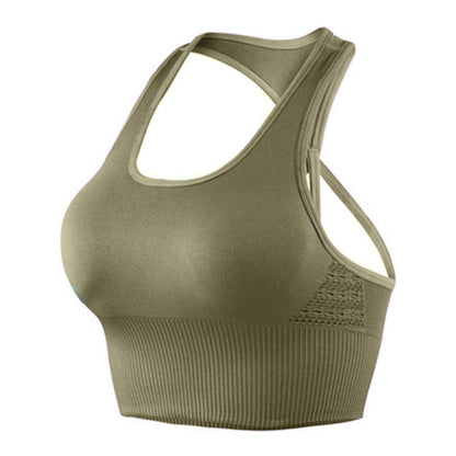Shockproof Sports Bra Tight-Fitting Fitness Racerback Bra Workout Crop Tops Longline Yoga Bra Push up Plus Size