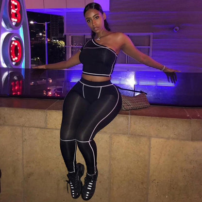 One Shoulder Yoga Sports Fashion Set