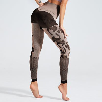 Camouflage yoga set 2 Pieces Seamless High Waist Yoga Leggings with Long Sleeve Crop Top Gym Clothes Set