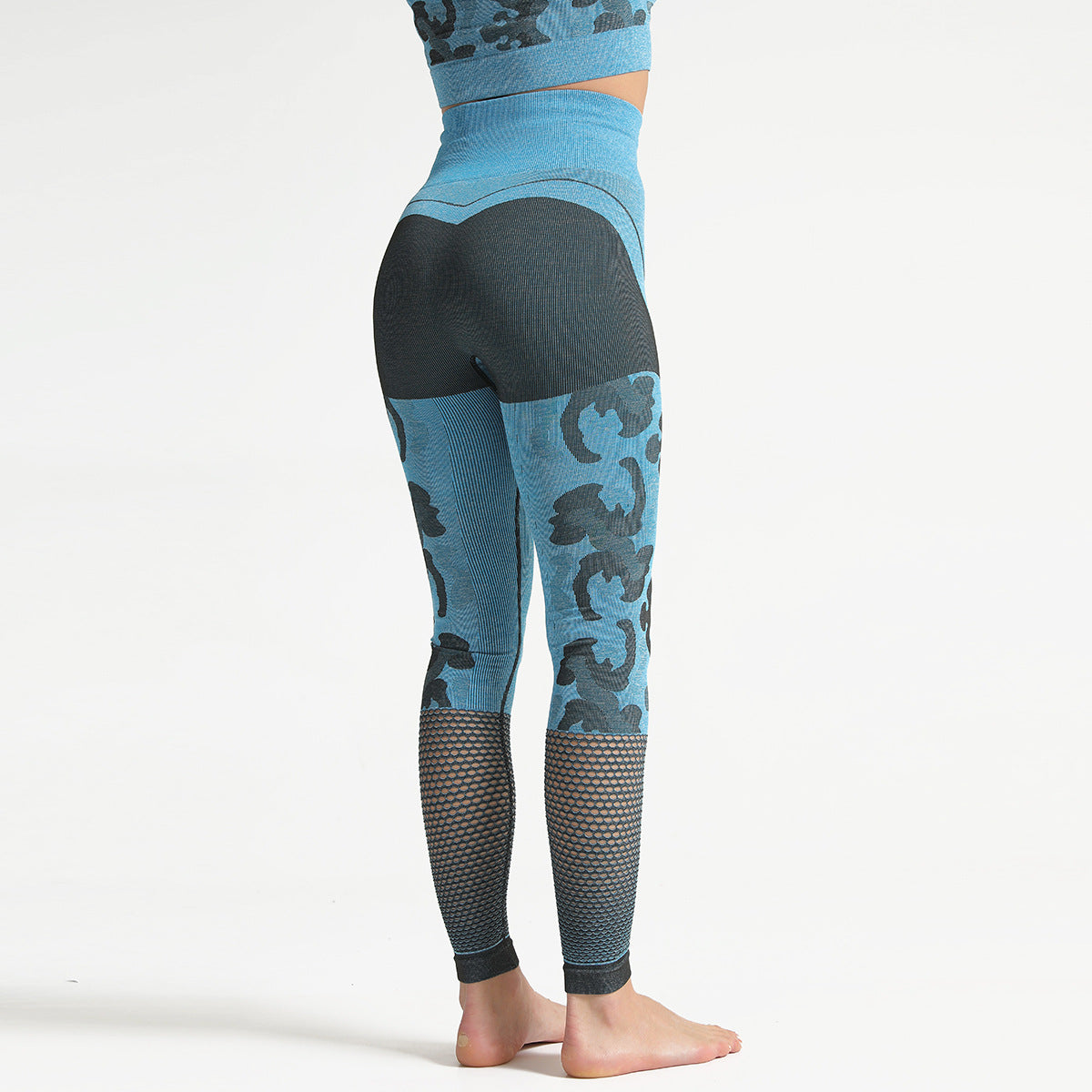 Camouflage yoga set 2 Pieces Seamless High Waist Yoga Leggings with Long Sleeve Crop Top Gym Clothes Set