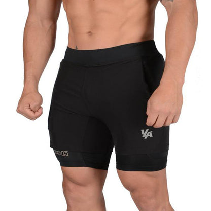 Running Shorts Summer Men's Gym Fitness Bodybuilding Training Quick-drying Shorts Men's Jogging Running Sports 2-in-1 Shorts