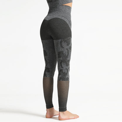 Camouflage yoga set 2 Pieces Seamless High Waist Yoga Leggings with Long Sleeve Crop Top Gym Clothes Set