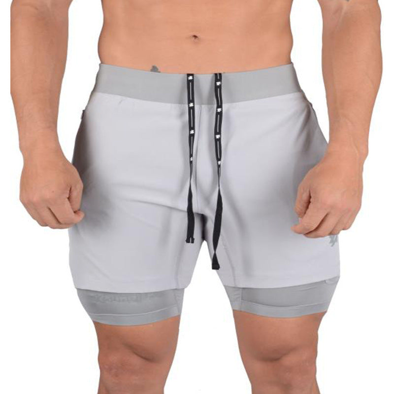 Running Shorts Summer Men's Gym Fitness Bodybuilding Training Quick-drying Shorts Men's Jogging Running Sports 2-in-1 Shorts