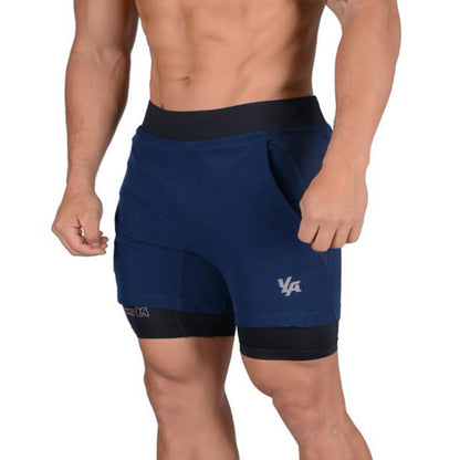 Running Shorts Summer Men's Gym Fitness Bodybuilding Training Quick-drying Shorts Men's Jogging Running Sports 2-in-1 Shorts