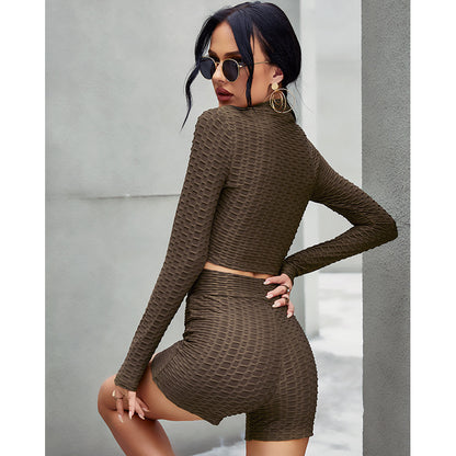 Women's Yoga Wear Fashion 2 Piece Long-sleeved Casual Sports Suit