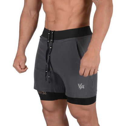 Running Shorts Summer Men's Gym Fitness Bodybuilding Training Quick-drying Shorts Men's Jogging Running Sports 2-in-1 Shorts