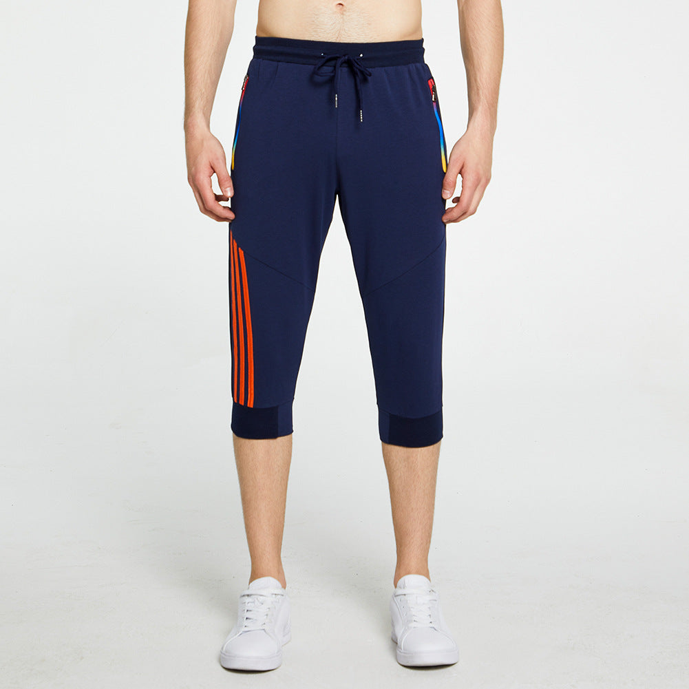 Men's 3/4 Jogger Capri Pants Workout Gym Below Knee Shorts Pockets Sports Cropped Pants