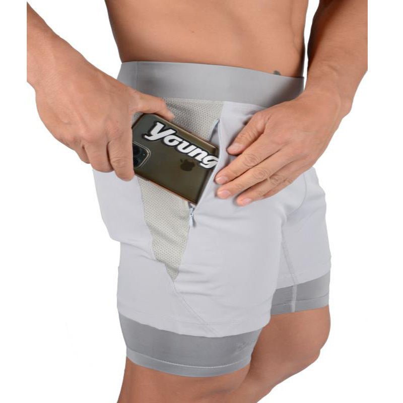 Running Shorts Summer Men's Gym Fitness Bodybuilding Training Quick-drying Shorts Men's Jogging Running Sports 2-in-1 Shorts