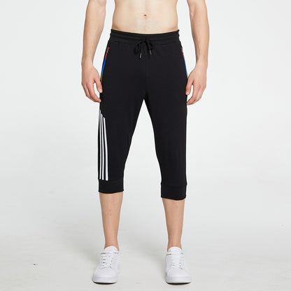 Men's 3/4 Jogger Capri Pants Workout Gym Below Knee Shorts Pockets Sports Cropped Pants
