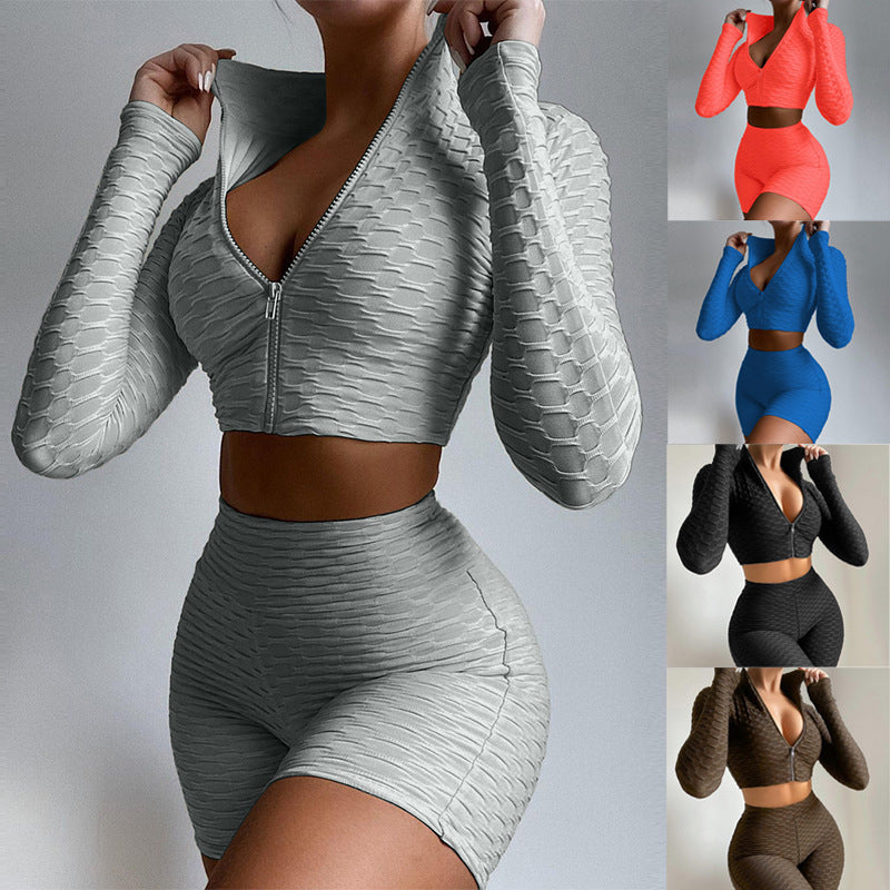 Women's Yoga Wear Fashion 2 Piece Long-sleeved Casual Sports Suit