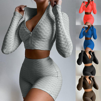 Women's Yoga Wear Fashion 2 Piece Long-sleeved Casual Sports Suit