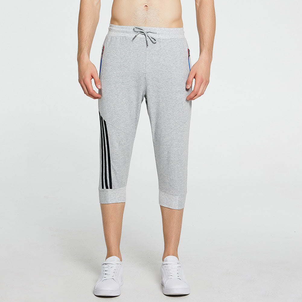 Men's 3/4 Jogger Capri Pants Workout Gym Below Knee Shorts Pockets Sports Cropped Pants