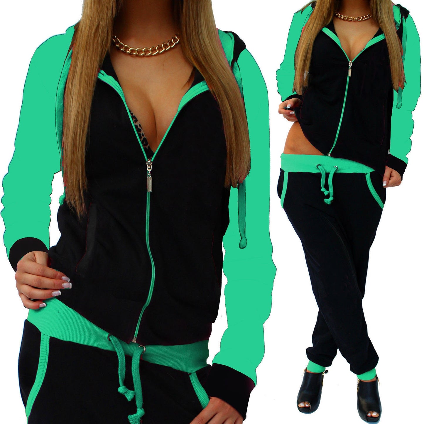 Womens Tracksuit Zip Up Hoodie Sweatsuits 2 Pieces Jogger Sets  Fit Club Women's Casual Knitted Sweatsuit,