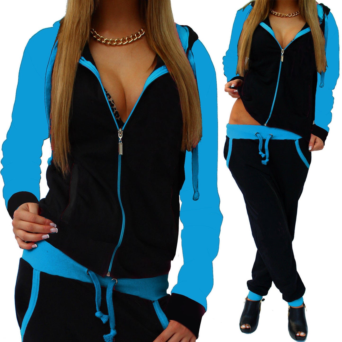 Womens Tracksuit Zip Up Hoodie Sweatsuits 2 Pieces Jogger Sets  Fit Club Women's Casual Knitted Sweatsuit,