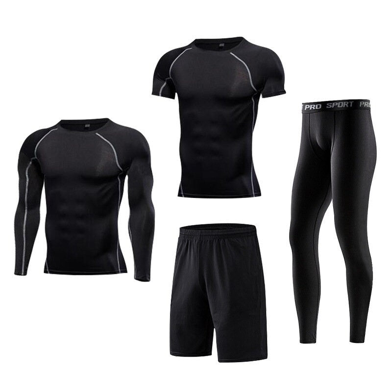 Men's Fitness Basketball 4 piece compression Suit,Gym Clothing Mens Workout