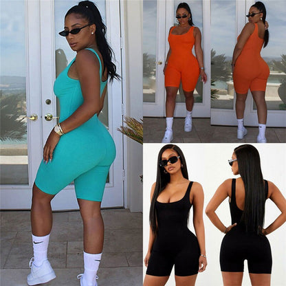 Women's Sexy Bodycon One Piece Romper Sleeveless Tank Top Shorts Jumpsuit Sexy short Sleeve High Waist Romper