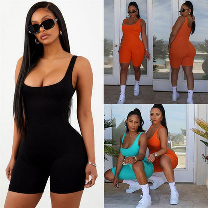 Women's Sexy Bodycon One Piece Romper Sleeveless Tank Top Shorts Jumpsuit Sexy short Sleeve High Waist Romper
