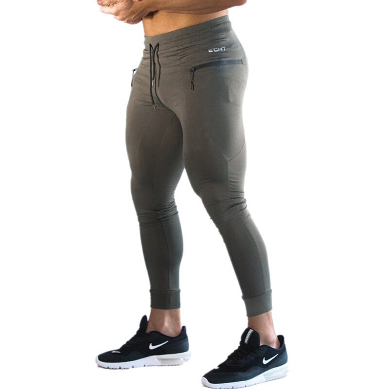 Mens Fitted Zipped Pocket Joggers, Athletic Running Sport Jogger Pants with Zipper Pockets