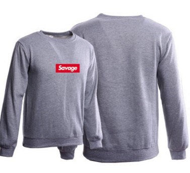 Mens Savage Sweatshirt Fashion Athletic Sport Sweatshirt Solid Color Fleece Pullover Cotton-Blend Pullover, Crewneck Sweatshirt for Men