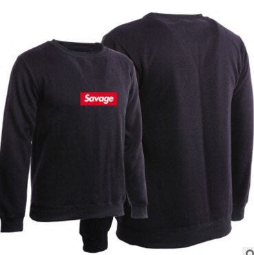 Mens Savage Sweatshirt Fashion Athletic Sport Sweatshirt Solid Color Fleece Pullover Cotton-Blend Pullover, Crewneck Sweatshirt for Men