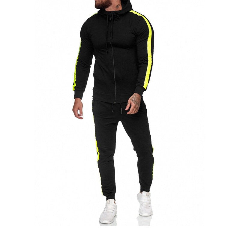 Men's Athletic Casual Tracksuit Pants Hooded Full Zip Jacket Sweatsuit Hooded Active Suit