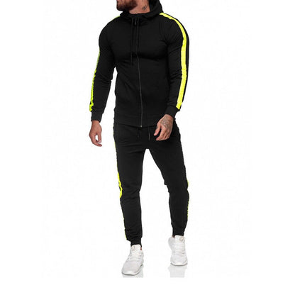 Men's Athletic Casual Tracksuit Pants Hooded Full Zip Jacket Sweatsuit Hooded Active Suit
