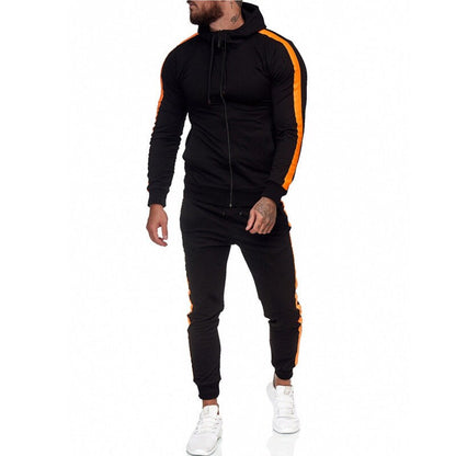 Men's Athletic Casual Tracksuit Pants Hooded Full Zip Jacket Sweatsuit Hooded Active Suit