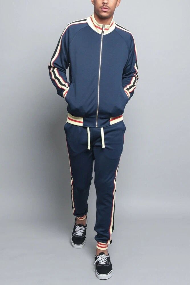 Mens Sports Tracksuits Sets Full-zip Long Sleeve Sweatsuit Active Jackets and Pants 2 Piece Outfits Two-Piece Jogger