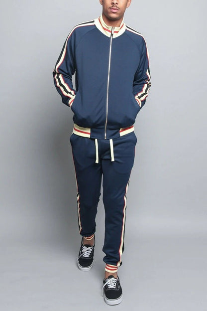 Mens Sports Tracksuits Sets Full-zip Long Sleeve Sweatsuit Active Jackets and Pants 2 Piece Outfits Two-Piece Jogger