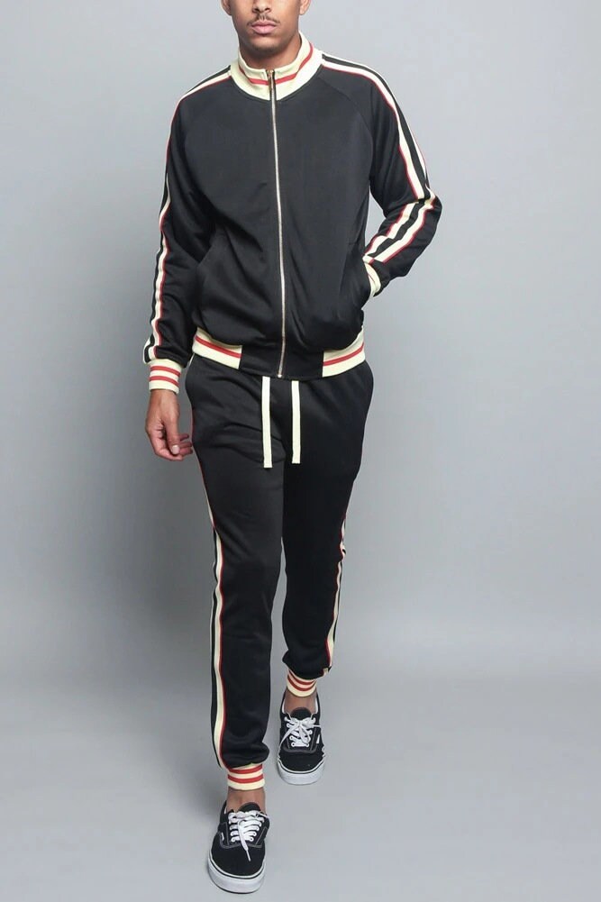 Mens Sports Tracksuits Sets Full-zip Long Sleeve Sweatsuit Active Jackets and Pants 2 Piece Outfits Two-Piece Jogger