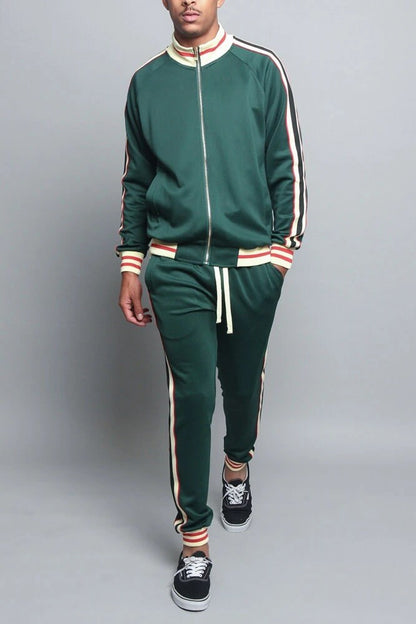 Mens Sports Tracksuits Sets Full-zip Long Sleeve Sweatsuit Active Jackets and Pants 2 Piece Outfits Two-Piece Jogger