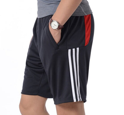 Mens 3-Stripes Shorts, Athletic Shorts for Men with Pockets and Elastic Waistband