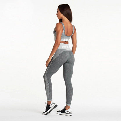 Workout Outfit for Women 2 Piece Seemless High Waisted Leggings Sports Bra Exercise Yoga Set
