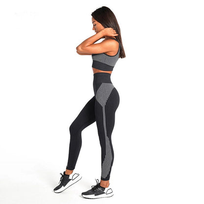 Workout Outfit for Women 2 Piece Seemless High Waisted Leggings Sports Bra Exercise Yoga Set