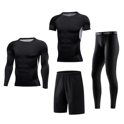 Men's Fitness Basketball 4 piece compression Suit,Gym Clothing Mens Workout