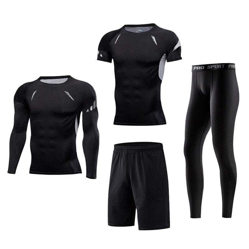Men's Fitness Basketball 4 piece compression Suit,Gym Clothing Mens Workout