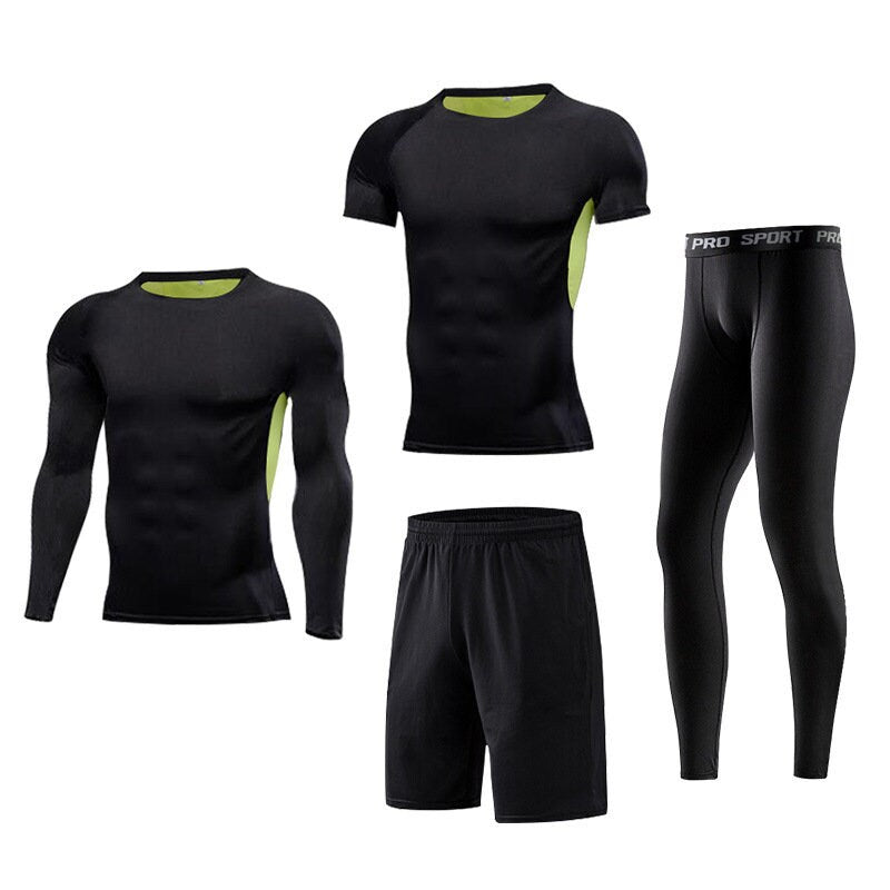 Men's Fitness Basketball 4 piece compression Suit,Gym Clothing Mens Workout