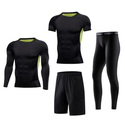 Men's Fitness Basketball 4 piece compression Suit,Gym Clothing Mens Workout