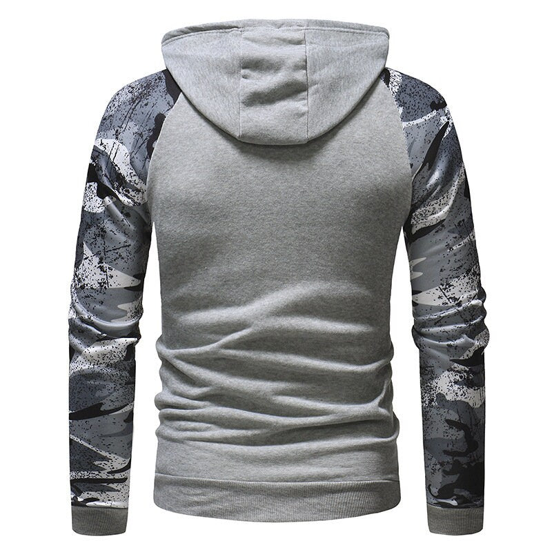 Mens Hooded Athletic Camouflage Print Sweatshirt, Sport Mens camo Hoodie (Camouflage Sweatshirts)