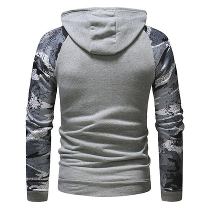 Mens Hooded Athletic Camouflage Print Sweatshirt, Sport Mens camo Hoodie (Camouflage Sweatshirts)