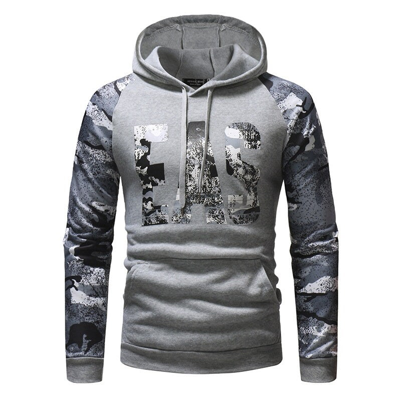 Mens Hooded Athletic Camouflage Print Sweatshirt, Sport Mens camo Hoodie (Camouflage Sweatshirts)