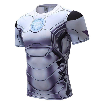 Men's Super Hero Compression Shirt, Elastic Cool Superhero Short Sleeve 3D Printed Cosplay T-Shirt for Men