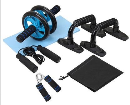 Push-Up Brackets Gripper Jump Rope Fitness Combo w Knee Pad