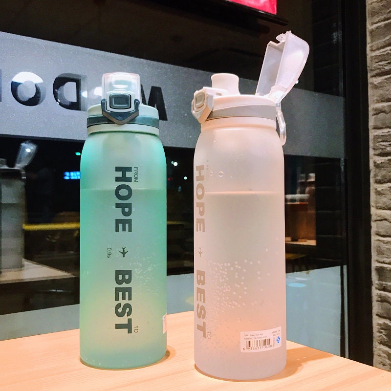 Large Water Bottle with Motivational Print From Hope 2 Best Outdoor Sports Plastic Water Bottle, Fast Flow, Flip Top Leak-Proof