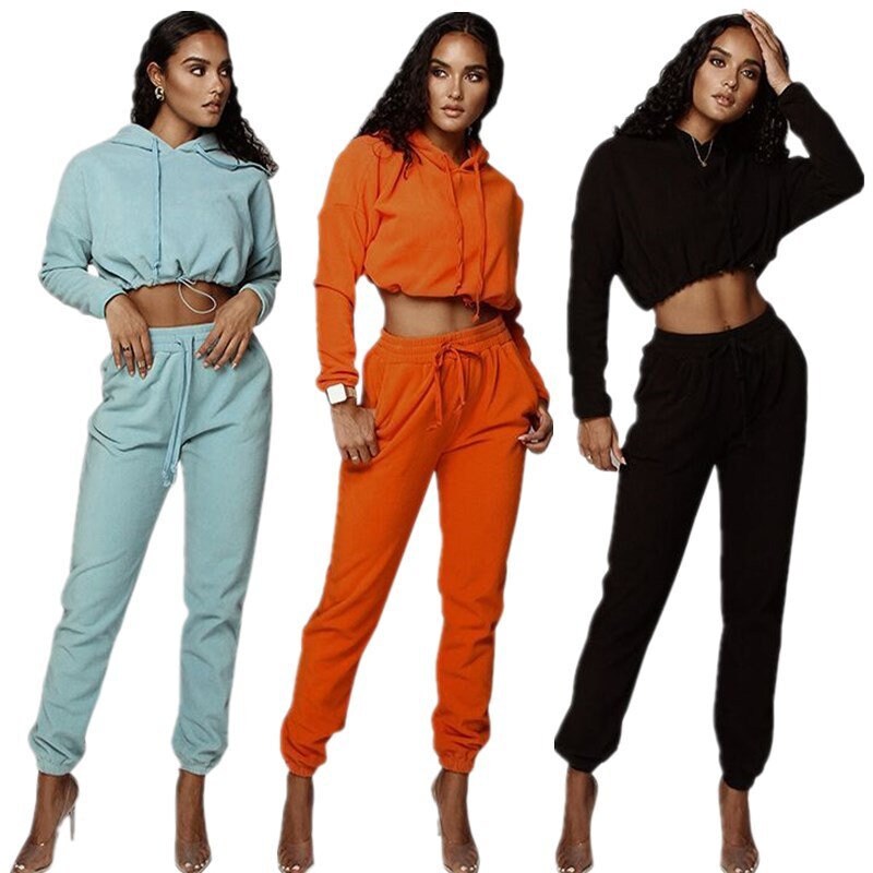 Women Two Piece Set Casual Pullover with Drawstring Workout  Athletic Tracksuit