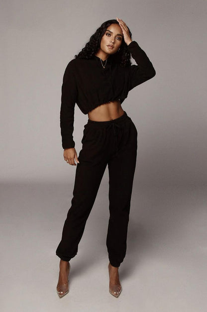 Women Two Piece Set Casual Pullover with Drawstring Workout  Athletic Tracksuit