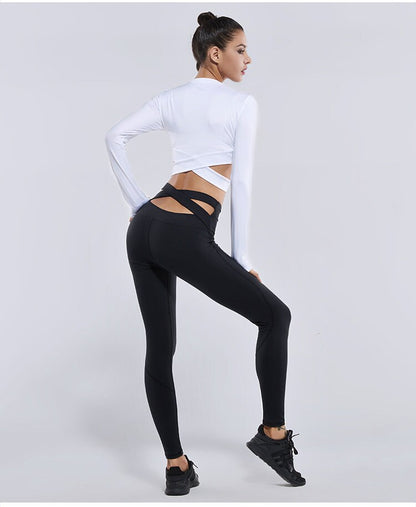 Womens Workout Crop Top Seamless Shirt Athletic Long Sleeve Fitness Tight Tee Long-sleeved Quick-Drying Top